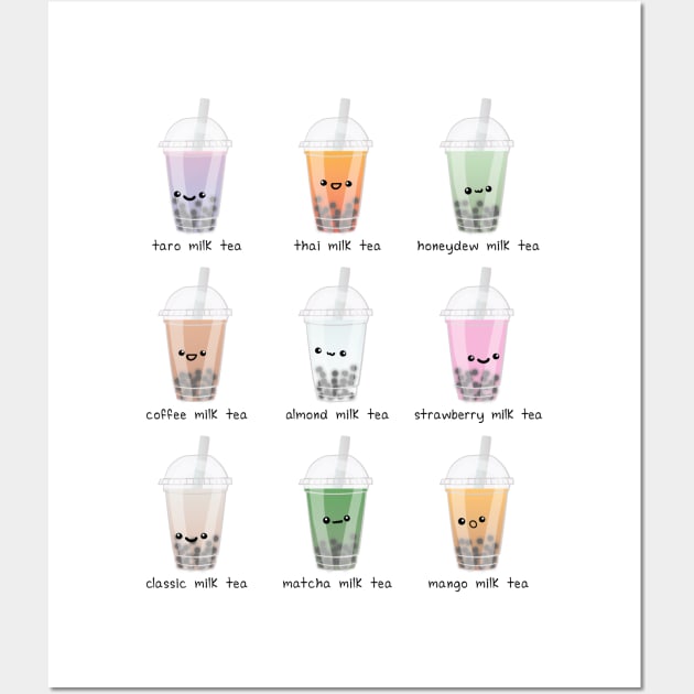 taro milk, thai milk, honeydew milk, coffee milk, almond milk, strawberry milk, classic milk, matcha, mango milk Wall Art by YourGoods